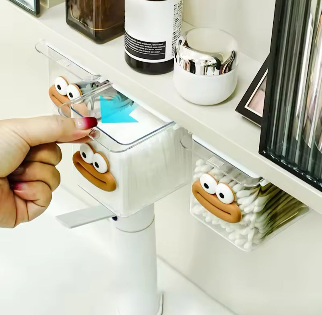 Transparent Smiley Mini Drawer, Under Table Drawer Storage Box, Cosmetic Pull Out Shelf Storage Box, Under Cabinet Storage Drawer Transparent Smiley Mini Drawer, Under Table Drawer Storage Box, Cosmetic Pull Out Shelf Storage Box, Under Cabinet Storage Drawer